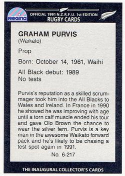1991 Regina NZRFU 1st Edition #6 Graham Purvis Back